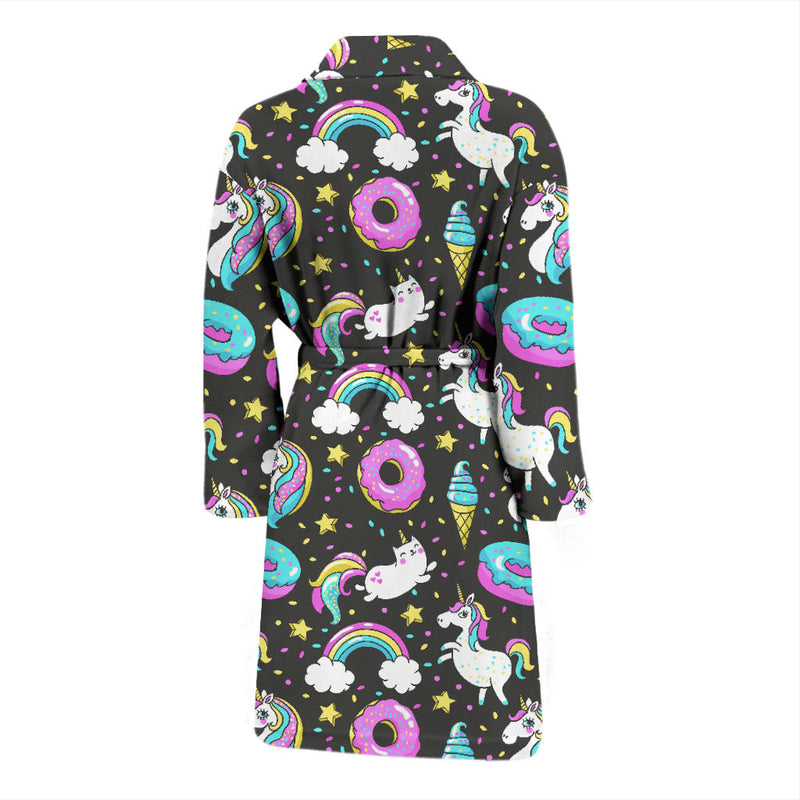 Donut Unicorn Pattern Print Design DN09 Men Bathrobe