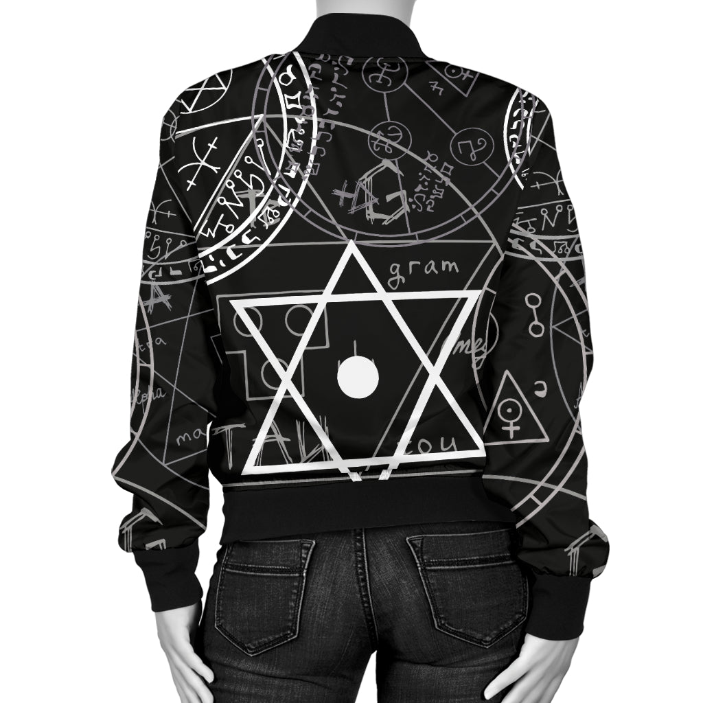 Pentagram Pattern Print Design A01 Women's Bomber Jacket