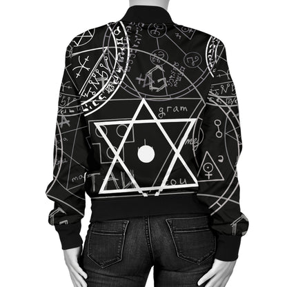Pentagram Pattern Print Design A01 Women's Bomber Jacket