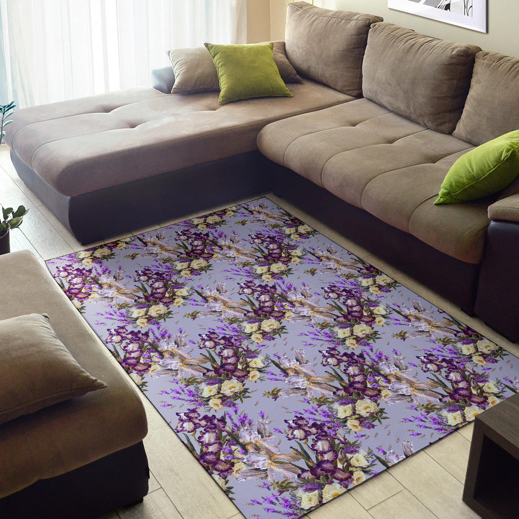 Iris Pattern Print Design IR07 Area Rugs