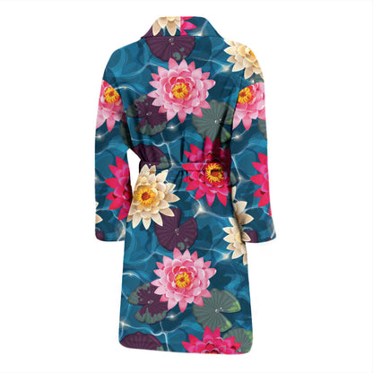 Water Lily Pattern Print Design WL05 Men Bathrobe