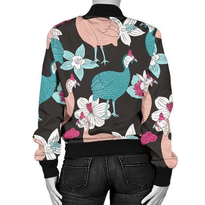 Guinea Fowl Pattern Print Design 03 Women's Bomber Jacket