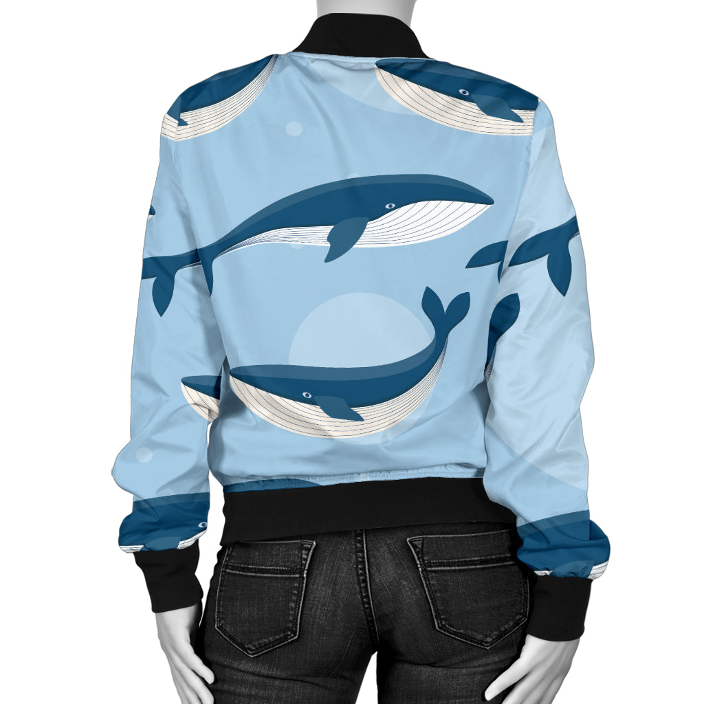 Blue Whale Pattern Print Design 02 Women's Bomber Jacket