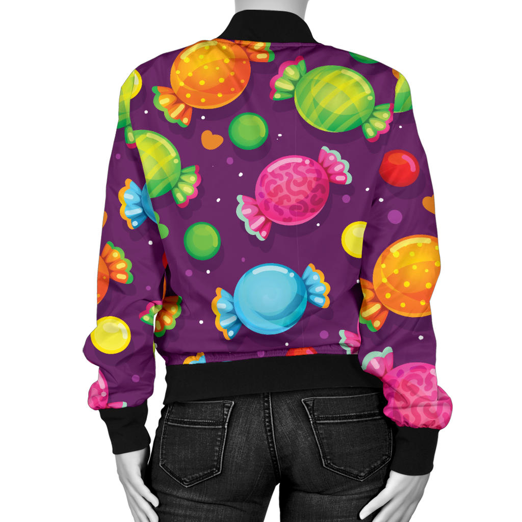 Candy Pattern Print Design CA05 Women Bomber Jacket