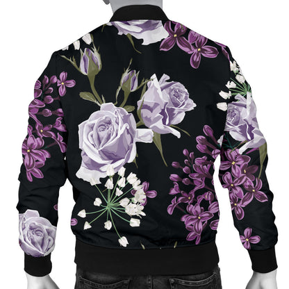 Lilac Pattern Print Design LI04 Men Bomber Jacket