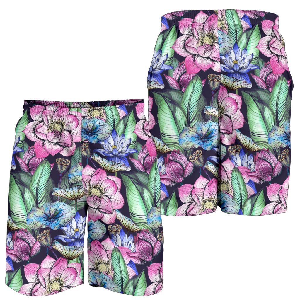 Water Lily Pattern Print Design WL07 Mens Shorts