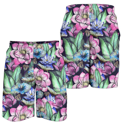 Water Lily Pattern Print Design WL07 Mens Shorts