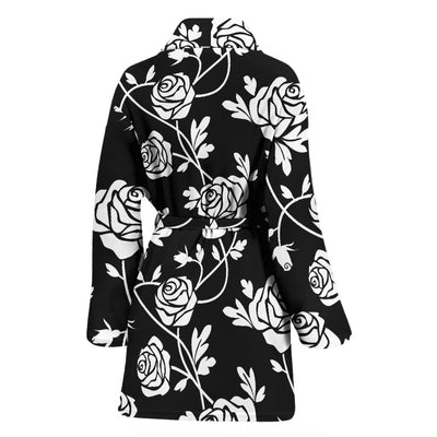 Rose Pattern Print Design RO013 Women Bathrobe