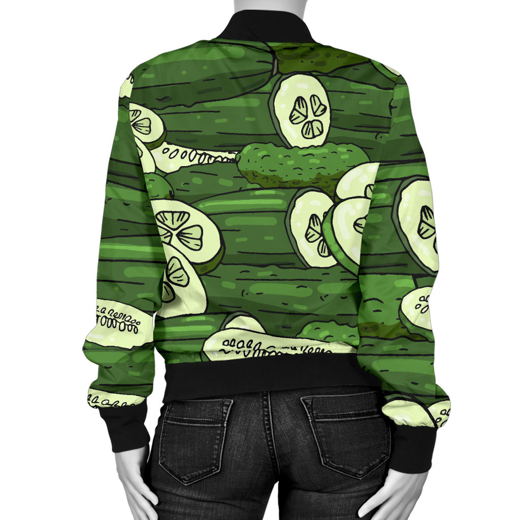 Cucumber Pattern Print Design CC01 Women Bomber Jacket