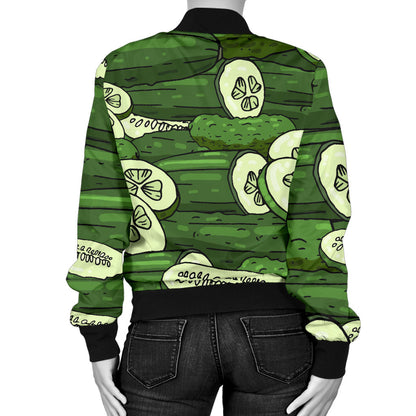 Cucumber Pattern Print Design CC01 Women Bomber Jacket