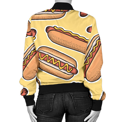 Hot Dog Pattern Print Design 01 Women's Bomber Jacket