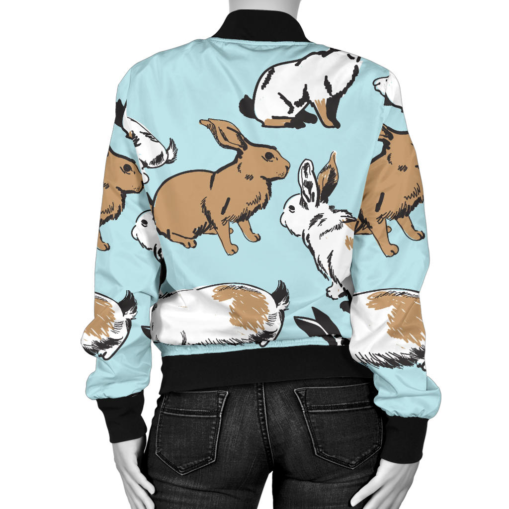 Rabbit Pattern Print Design RB018 Women Bomber Jacket