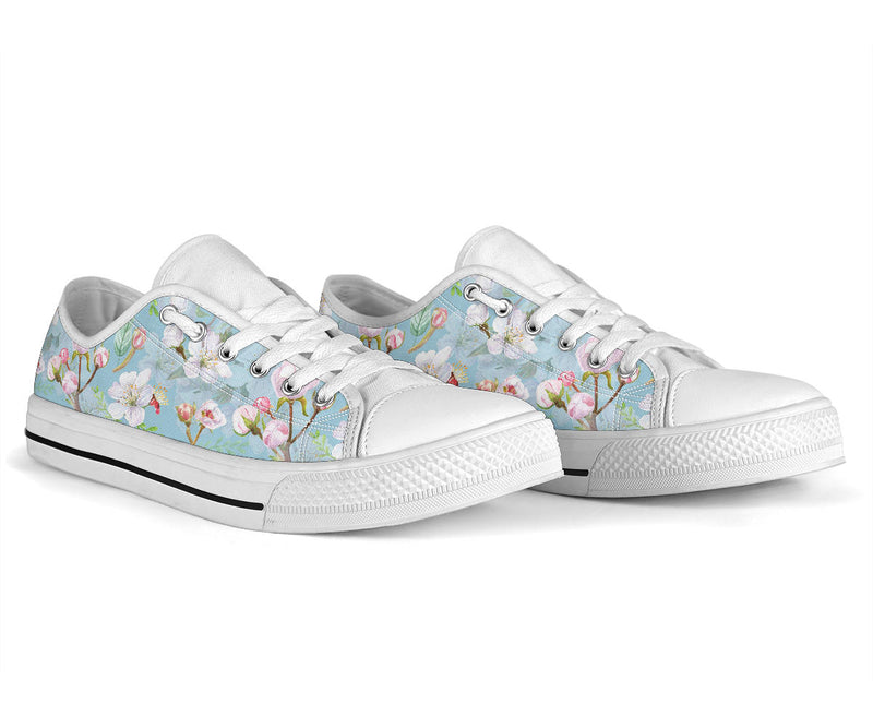 Apple blossom Pattern Print Design AB06 White Bottom Low Top Shoes