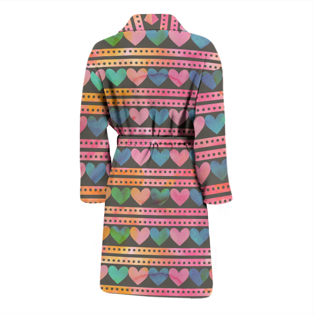 Heart Pattern Print Design HE010 Men Bathrobe