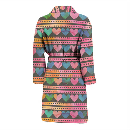 Heart Pattern Print Design HE010 Men Bathrobe