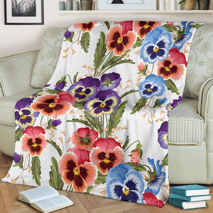 Pansy Pattern Print Design PS06 Fleece Blanket