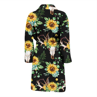 Sunflower Pattern Print Design SF08 Men Bathrobe