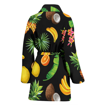 Tropical Fruits Pattern Print Design TF03 Women Bathrobe