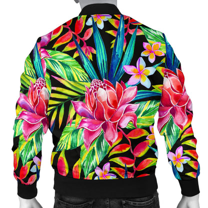Heliconia Pattern Print Design HL02 Men Bomber Jacket