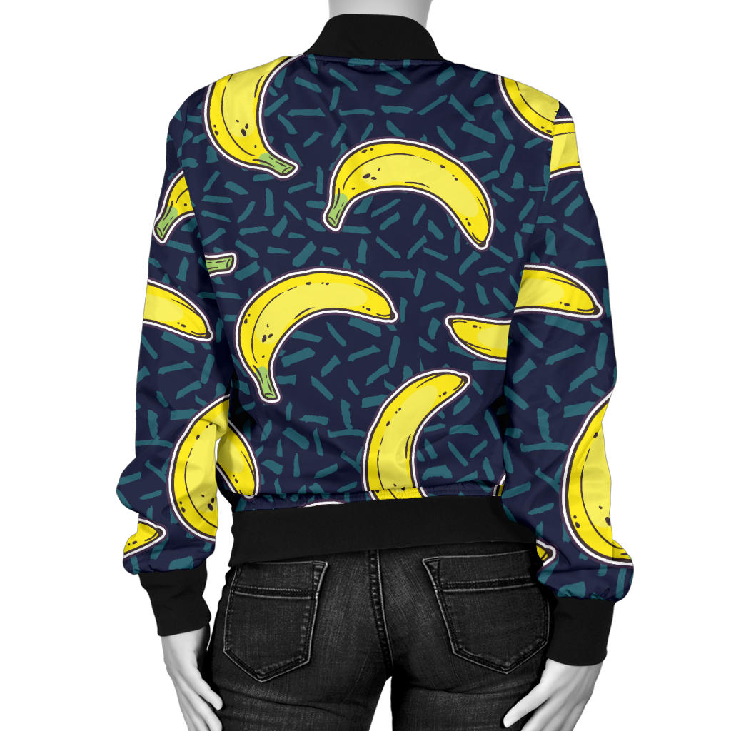 Banana Pattern Print Design BA09 Women Bomber Jacket