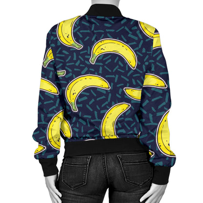 Banana Pattern Print Design BA09 Women Bomber Jacket