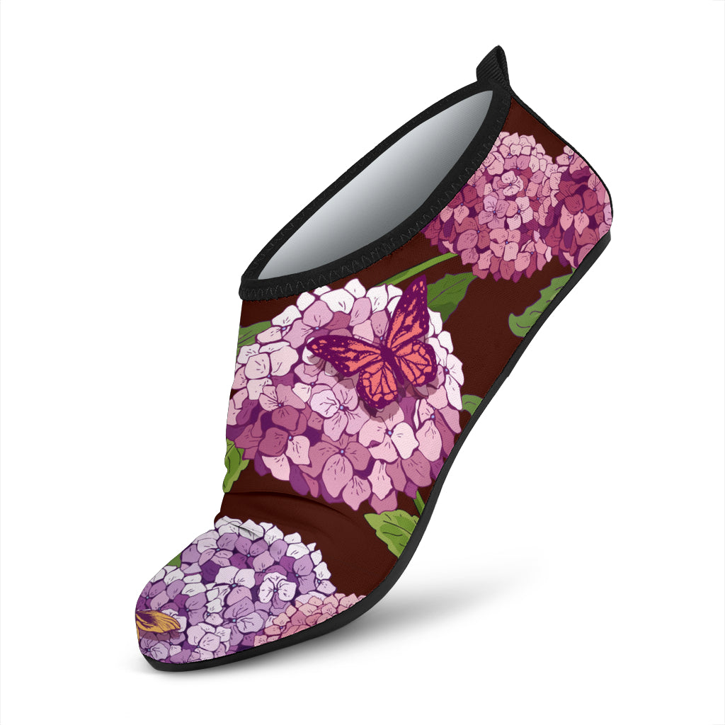 Hydrangea Pattern Print Design HD08 Aqua Water Shoes