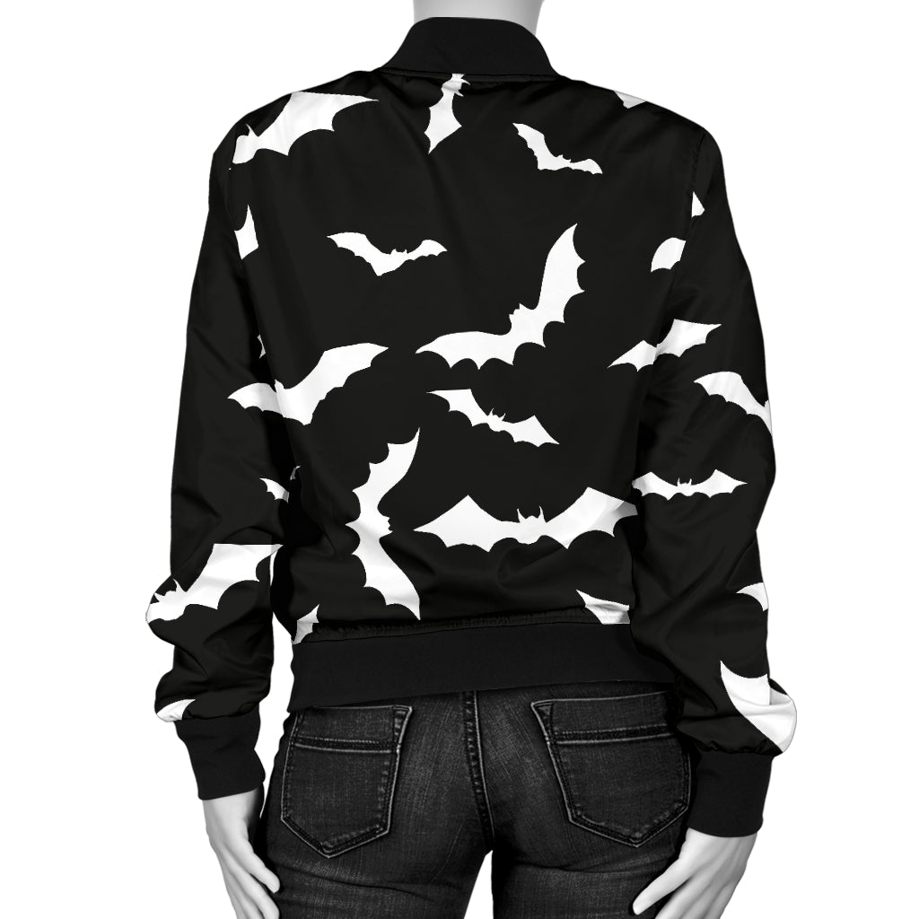Bat Pattern Print Design 05 Women's Bomber Jacket