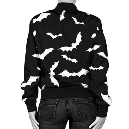 Bat Pattern Print Design 05 Women's Bomber Jacket