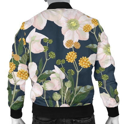 Anemone Pattern Print Design AM04 Men Bomber Jacket