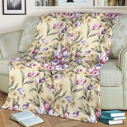 Tulip Pattern Print Design TP04 Fleece Blanket