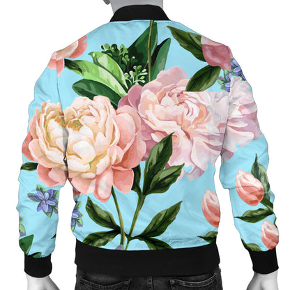 Peony Pattern Print Design PE02 Men Bomber Jacket