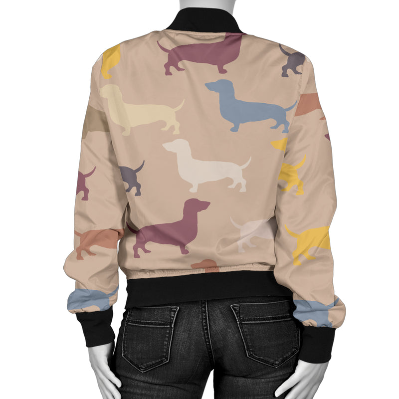 Dachshund Pattern Print Design 03 Women's Bomber Jacket