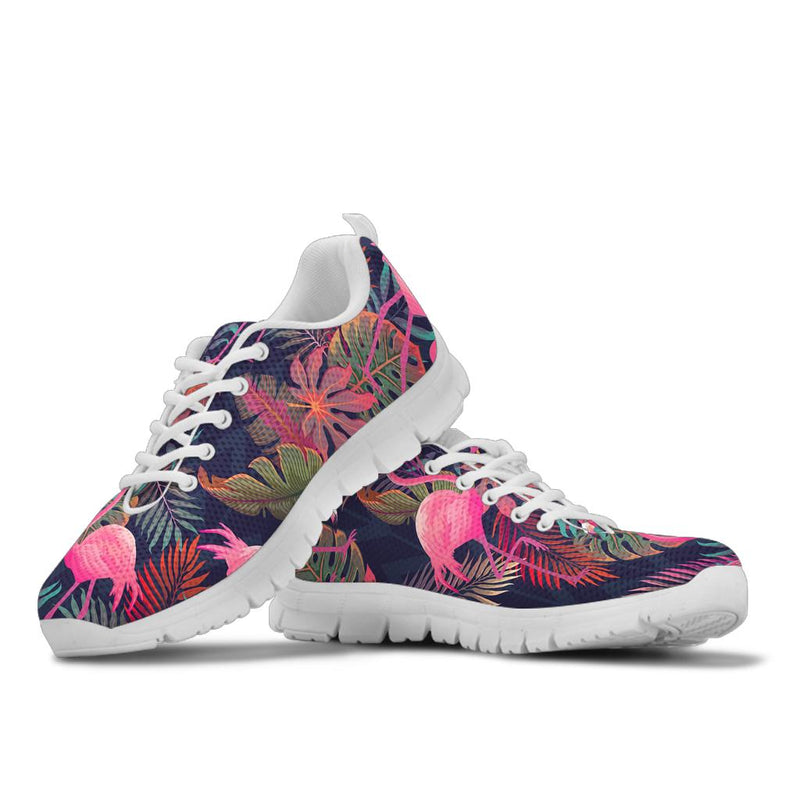 Flamingo Tropical Pattern Sneakers White Bottom Shoes