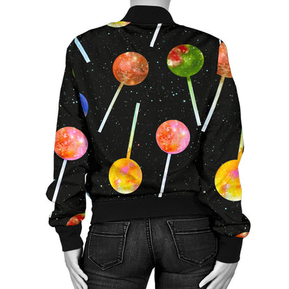 Lollipop Pattern Print Design LL04 Women Bomber Jacket