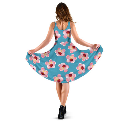 Cherry Blossom Pattern Print Design CB09 Midi Dress