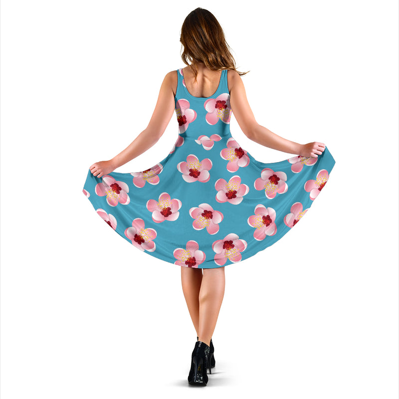 Cherry Blossom Pattern Print Design CB09 Midi Dress