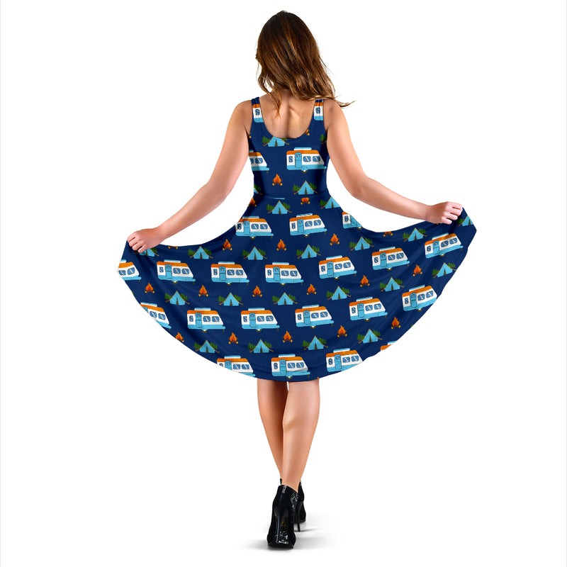 Camper Pattern Camping Themed No 3 Print Midi Dress