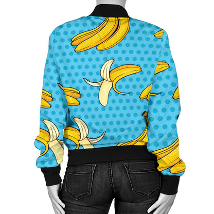 Banana Pattern Print Design BA08 Women Bomber Jacket