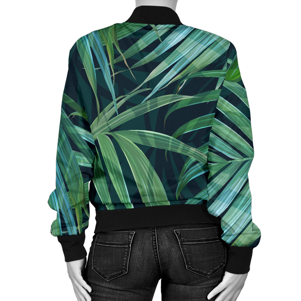 Tropical Flower Pattern Print Design TF011 Women Bomber Jacket