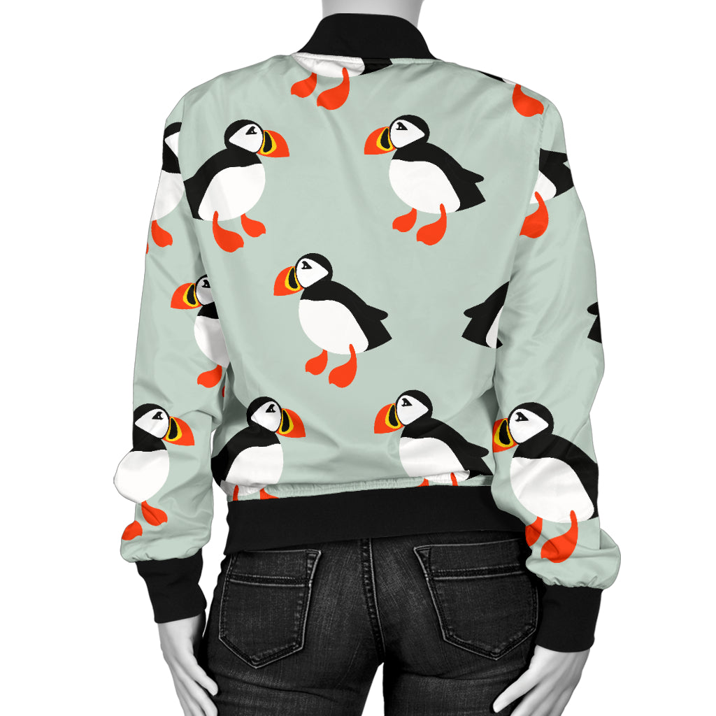 Puffin Pattern Print Design A03 Women's Bomber Jacket