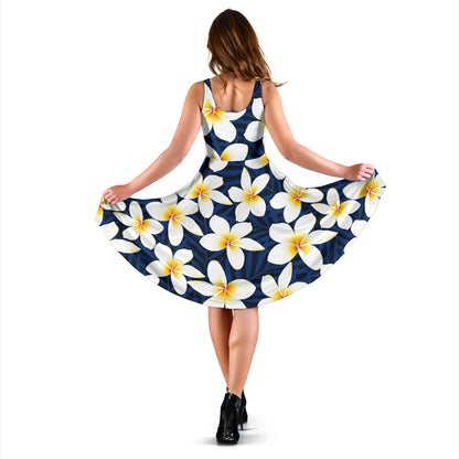 Plumeria Pattern Print Design PM026 Midi Dress