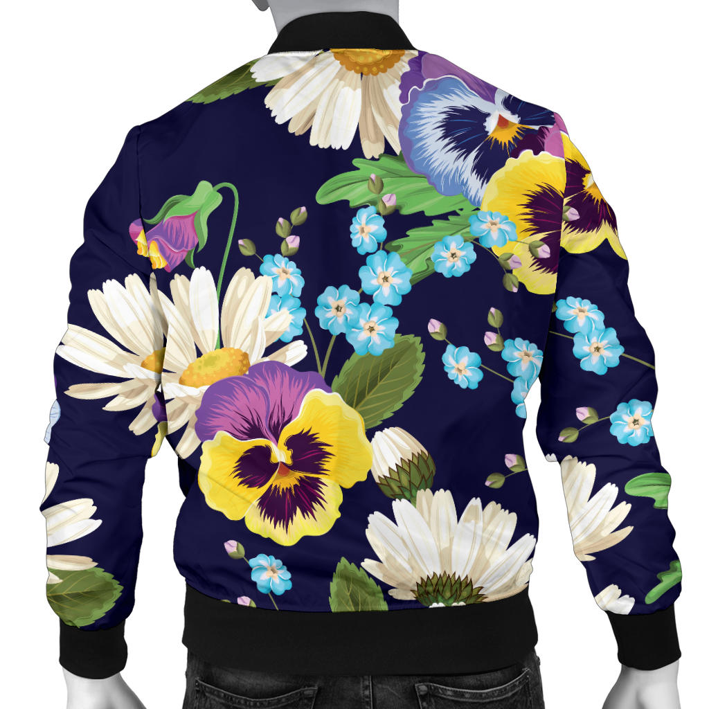 Pansy Pattern Print Design PS03 Men Bomber Jacket