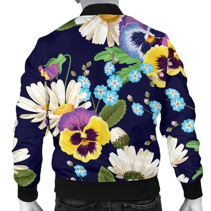 Pansy Pattern Print Design PS03 Men Bomber Jacket