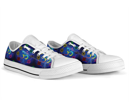 Chakra Zen Yoga OM White Bottom Low Top Shoes
