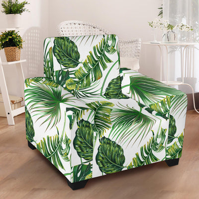 Green Pattern Tropical Palm Leaves Armchair Slipcover