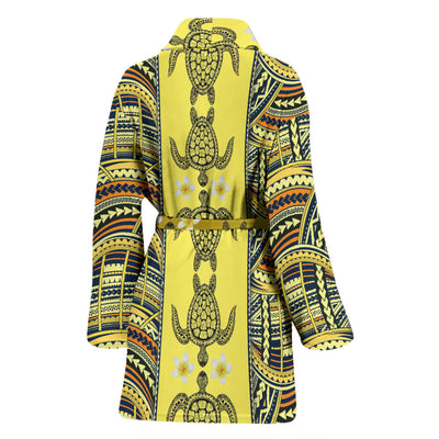 Polynesian Turtle Hawaiian Design Print Women Bathrobe