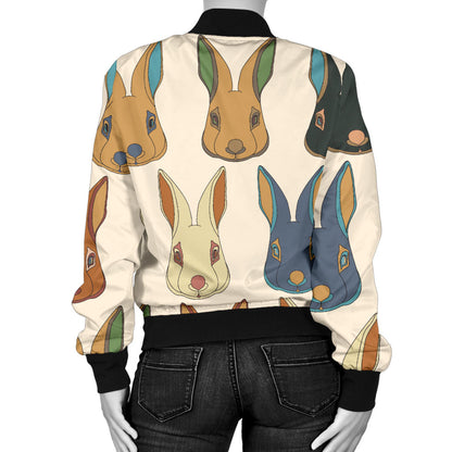 Rabbit Pattern Print Design RB04 Women Bomber Jacket