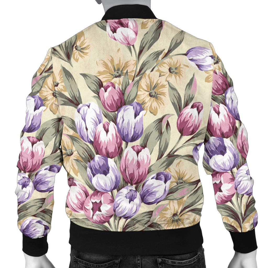 Tulip Pattern Print Design TP04 Men Bomber Jacket