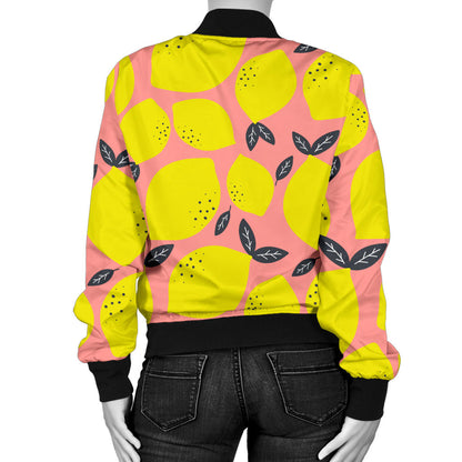 Lemon Pattern Print Design LM03 Women Bomber Jacket