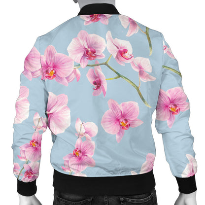 Orchid Pink Pattern Print Design OR01 Men Bomber Jacket